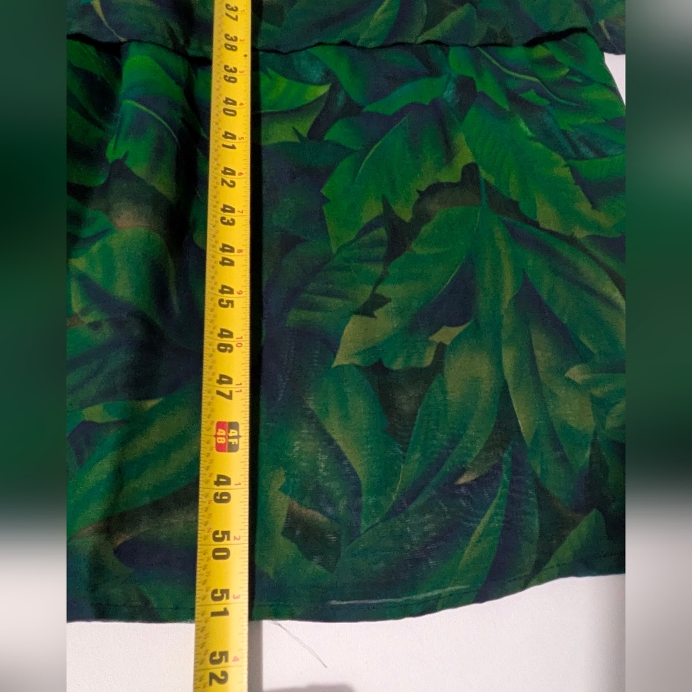 Cascais Vintage 90s Tropical Palm Print Layered Maxi Dress Teal Green Sz 8 Rayon - Picture 8 of 10